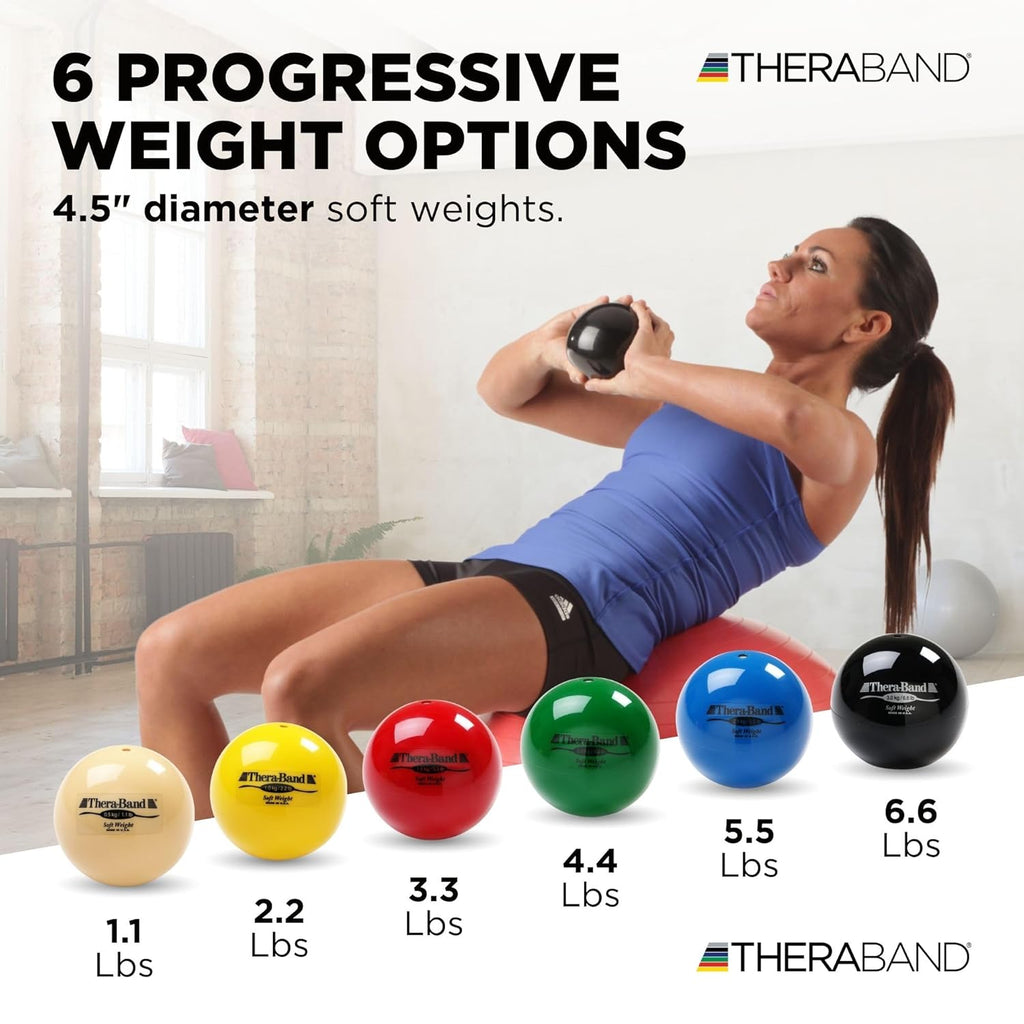 TheraBand Soft Weight Exercise Ball - 2.2 Lb Isotonic Ball for Physical Therapy & Pilates | Portable & Easy to Grip
