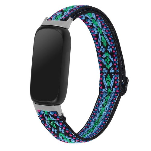 FitTurn 6pack Compatible with Fitbit inspire 3 Smart Watch Fitness Tracker for Women Men Bands Elastic Pattern Adjustable Nylon Fabric Strap Replacement Bracelet Stretch Soft Strap Wristbands Loop Accessories (SixColors-B)