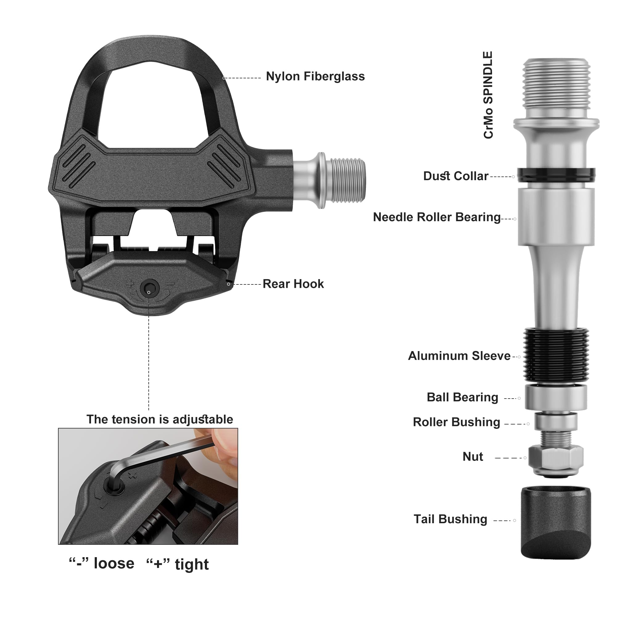 Road Bike Pedals- Ultralight Road Cycling Pedals Clipless Pedals with Cleats Set Compatible with Look KEO System