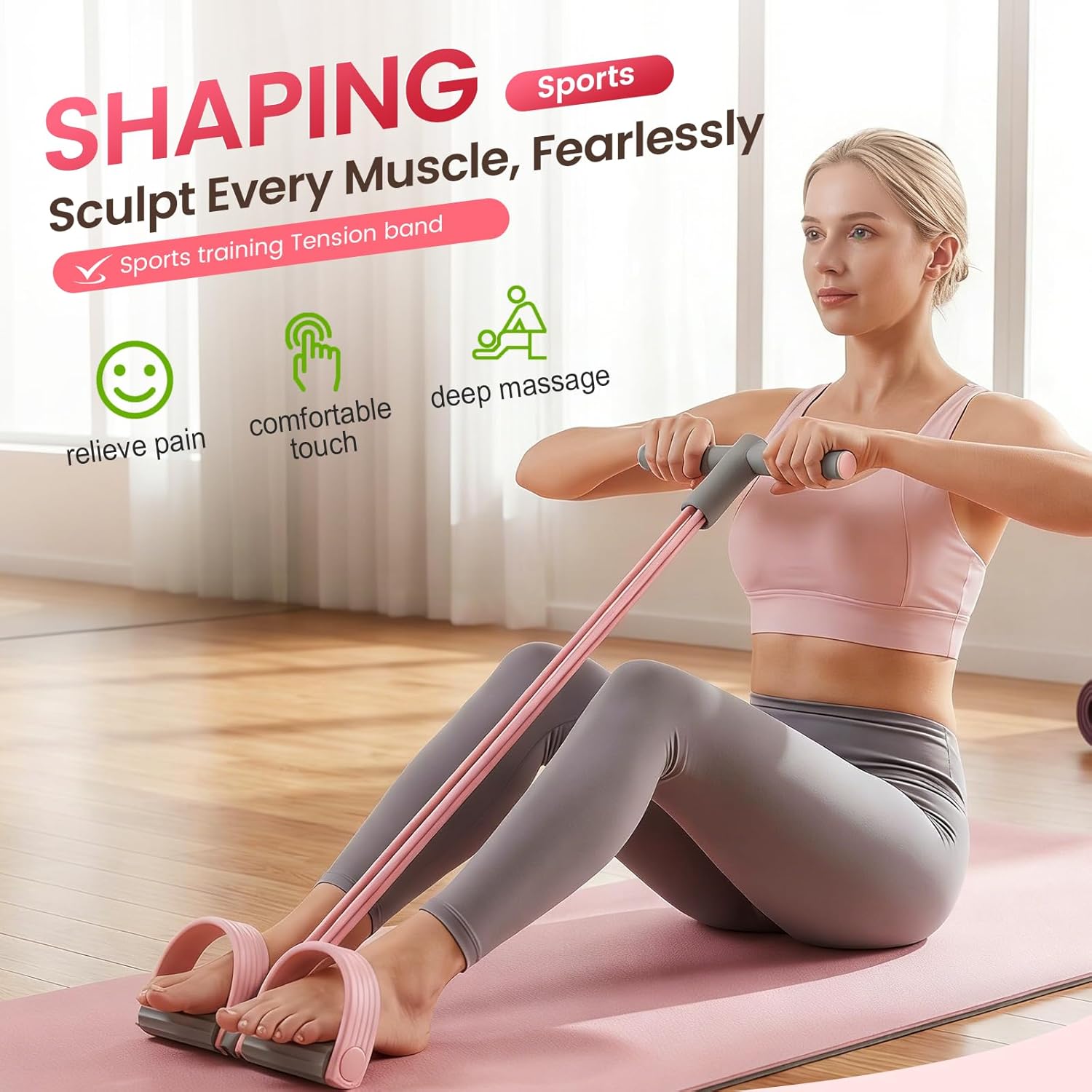 Skiennix Pedal Resistance Bands - Multifunctional Elastic Yoga Bands for Full-Body Workouts | Natural Rubber