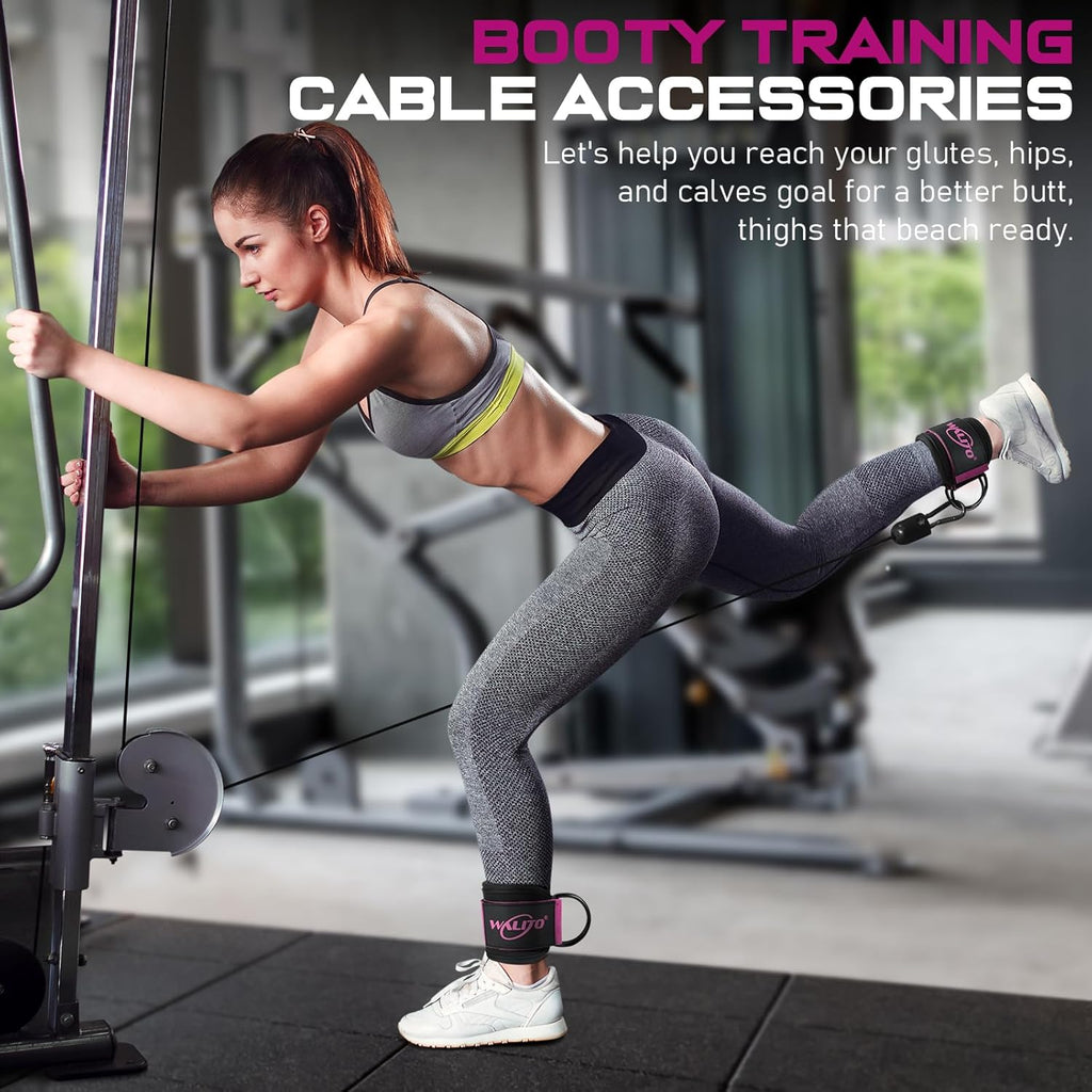 WALITO Gym Ankle Straps - Adjustable Cable Machine Accessories for Glute Kickbacks & Leg Workouts