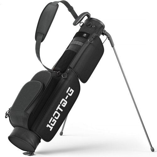 1GoTo-G Golf Lightweight Stand Bag, Par 3 Sunday Small Golf Bag with 2 Way Dividers Rain Hood Cooler Pocket Shoulder Strap and Multiple Storage Pockets for Men and Women