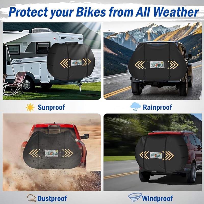 2 Bike Transport Cover for Rack - 840D Waterproof Heavy Duty Bicycle Cover with Windproof Straps (Variation: Bicycle Cover for Transport (2 Bike))