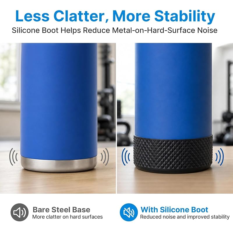 Silicone Bottle Sleeve for 64 oz YETI Rambler, Hydro Flask & Similar Wide Mouth Bottles - Black