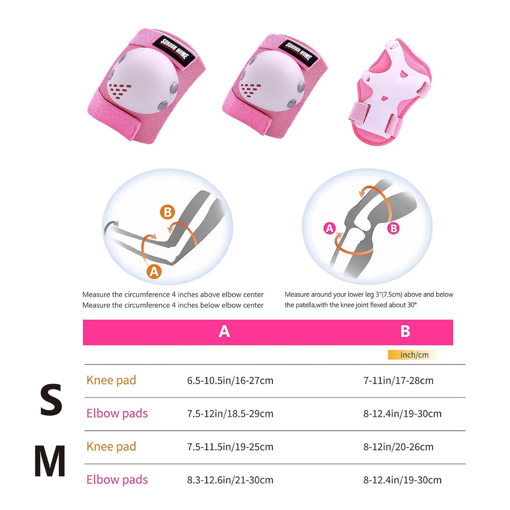 Skiennix Kids Protective Gear Set - Knee Pads, Elbow Pads & Wrist Guards | For Ages 3-15, Ideal for Roller Skating, Cycling & More