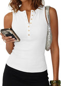 Prettywear Sleeveless Henley Tank Top - Ribbed Racerback Design for Casual Spring/Summer Wear