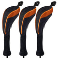 Andux 3 Pack Long Neck Golf Hybrid Club Head Covers Dial No. Tag CTMT-01 Black/Orange