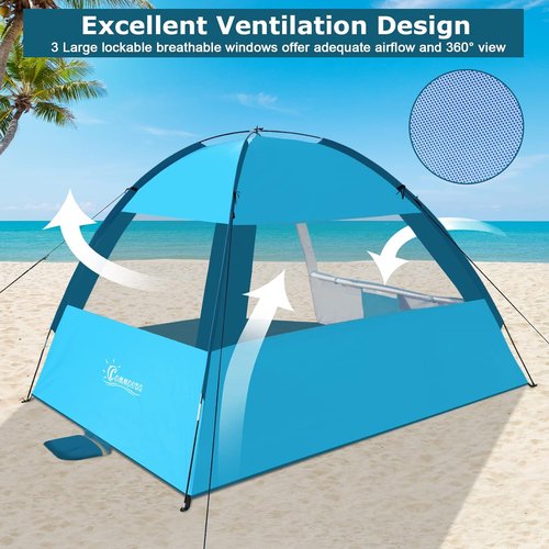 COMMOUDS Beach Tent - UPF 50+ Sun Shade Canopy for 3-8 People | Lightweight & Easy to Set Up