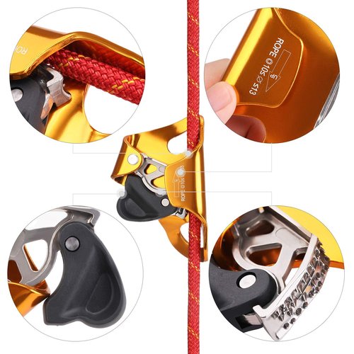 WILDKEN Climbing Hand Chest Ascender Outdoor Mountaineering Tree Arborist Climbing Rappelling Equip Hand Ascender for 8-12MM Rope Left Right Hand Ascender