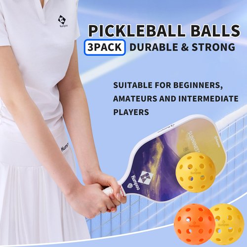 KUMPOO Pickleball Balls Outdoor, 3 Pack - 40 Holes Pickleballs Great Bounce for Pickleball Paddles, Outdoor Pickle Balls Durable for Adults Tournament Play, High Visibility Orange