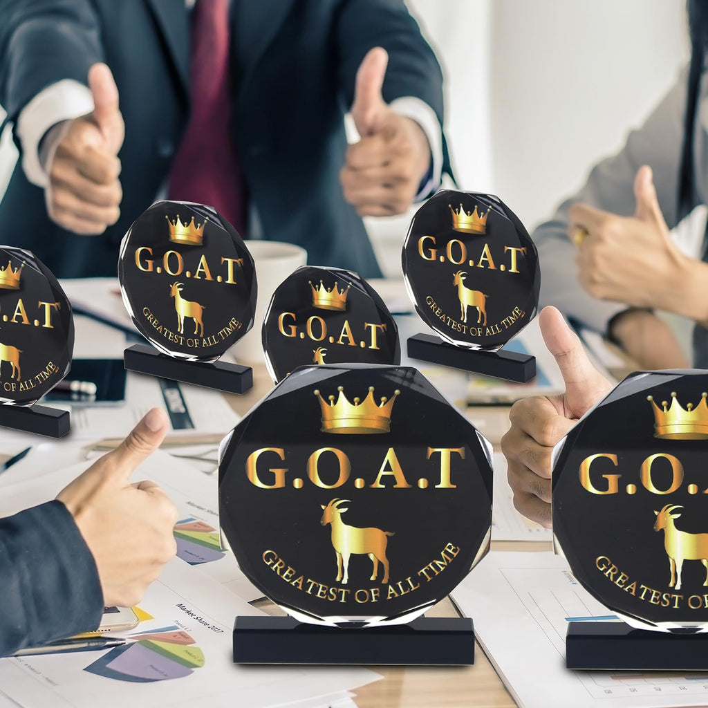 6 Pcs Goat Trophy Award Acrylic Award Greatest of All Time Funny Trophy Award Appreciation Gift for Boss, Coworker, Friend League Champion Award Winner Sports Award Appreciation Recognition Gift