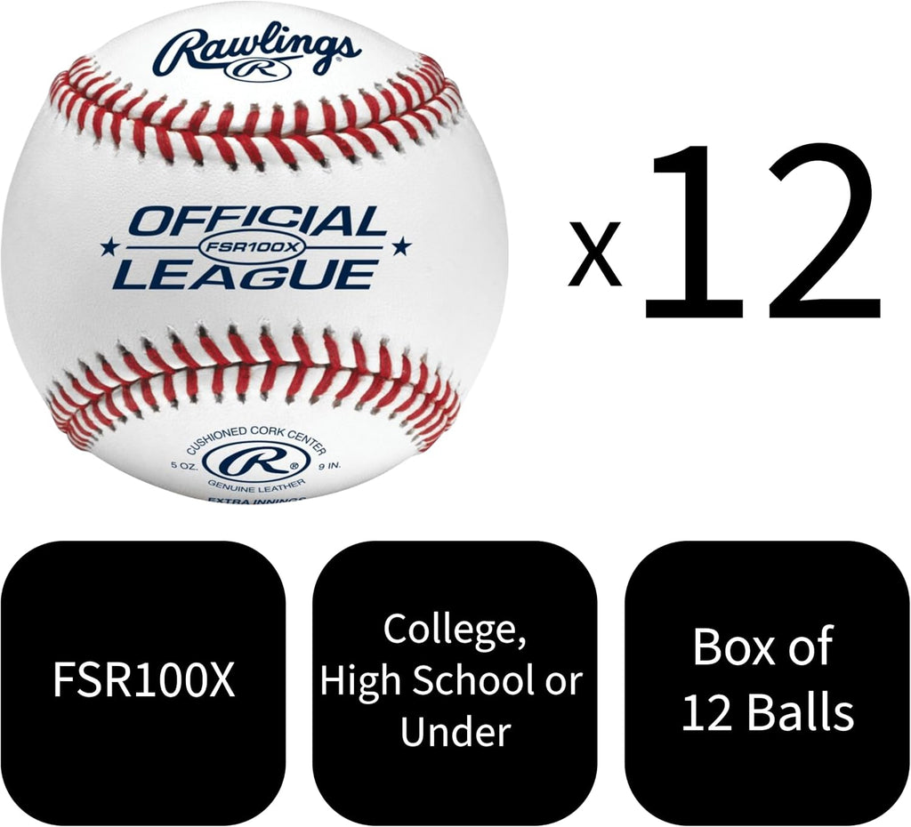 Rawlings Official League Practice Baseballs - FLAT SEAM Design | 12 Count FSR100X