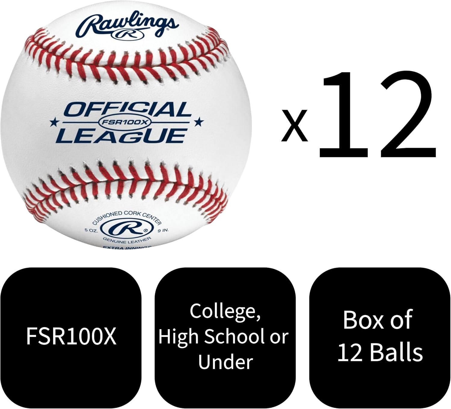 Rawlings Official League Practice Baseballs - FLAT SEAM Design | 12 Count FSR100X