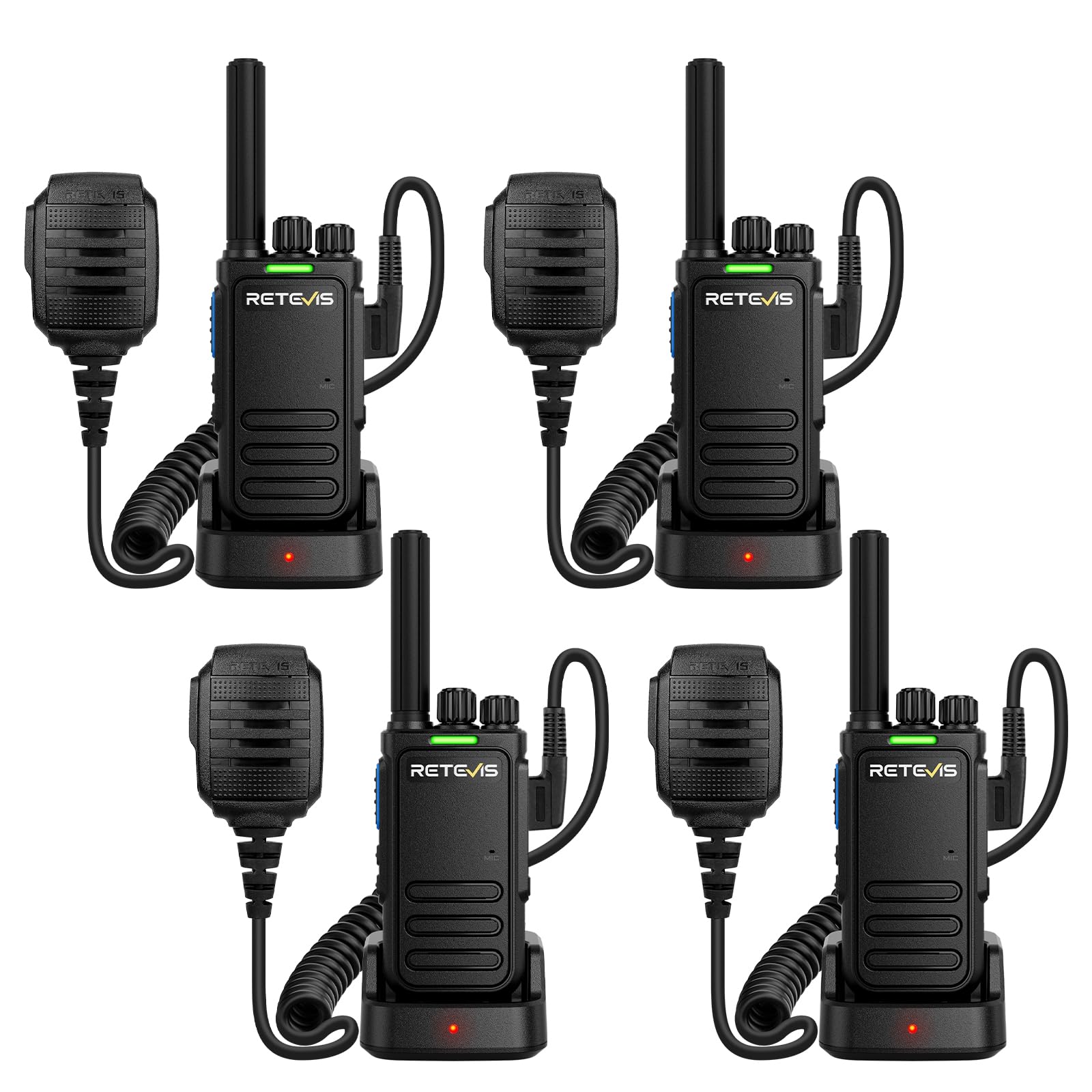 Retevis MateTalk B4 Walkie Talkies with Waterproof Shoulder Mic,2 Way Radio Noise Cancelling,Compact,USB-C Charging,Rugged Two Way Radios for Construction Site Workshop Electrician(4 Pack)