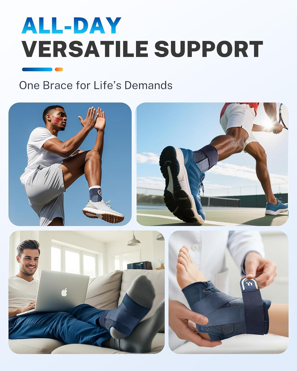 Skiennix Ankle Brace - Adjustable Compression Support for Achilles Tendonitis & Sprains | Size L