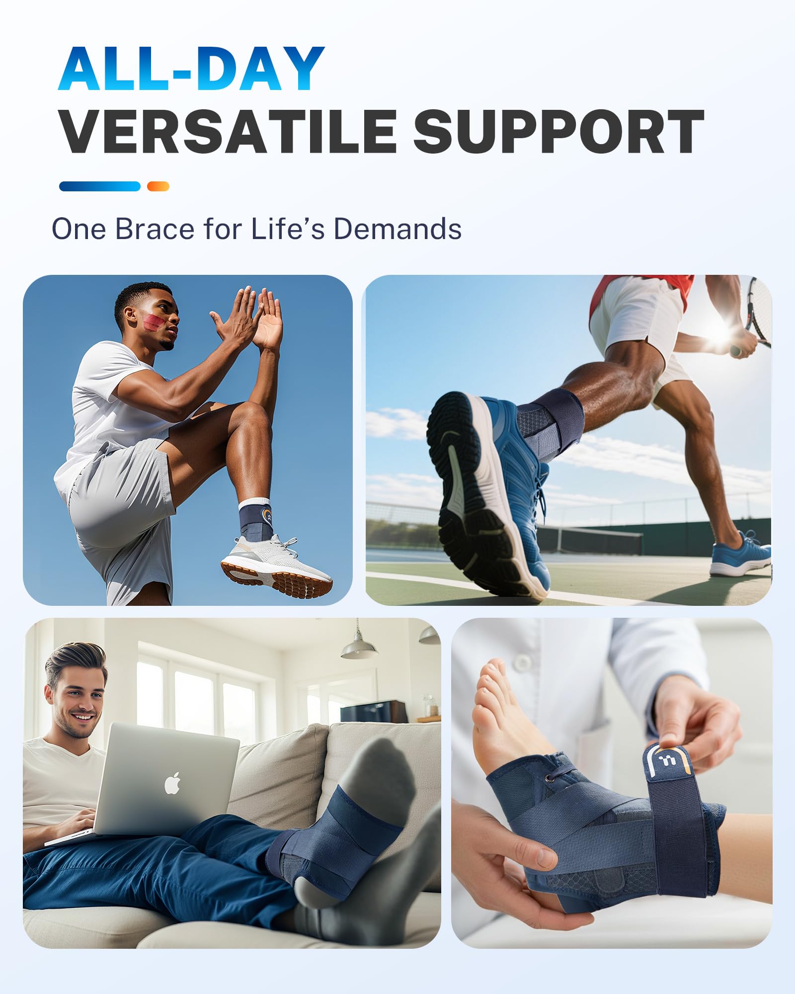 Fitomo Ankle Brace for Men Women with Quick Lace Up, Adjustable Figure 8 Compression Support for Achilles Tendonitis, Ankle Sprain & Swelling Relief for Volleyball, Running & Daily Wear, M