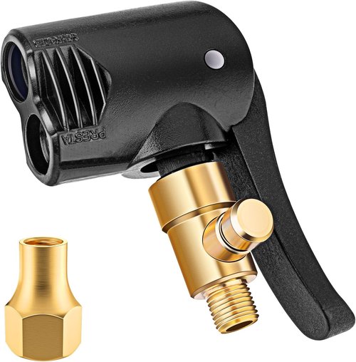 Locking Presta Schrader Air Chuck - Dual Head Pump Nozzle with 1/4" F-NPT Quick Connect for Bike Tires