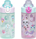 Zak Designs 16oz DreamWorks Gabby's Dollhouse Kids Water Bottle - Durable, Leak-Proof, 2-Pack Set