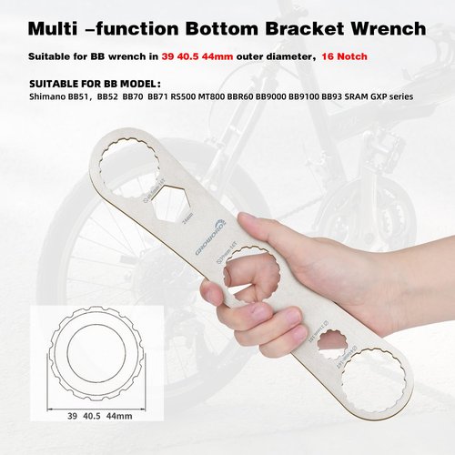 groword Multi -function Bottom Bracket Wrench，Suitable for BB wrench in 39 40.5 44mm outer diameter，16 Notch