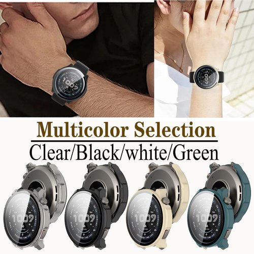 Qaerre [4-Pack] Screen Protector Case with Tempered Glass Compitible with Amazfit Balance 2 Smart Watch, Hard PC Case Screen Protector Cover Bumper Accessories for Women Men