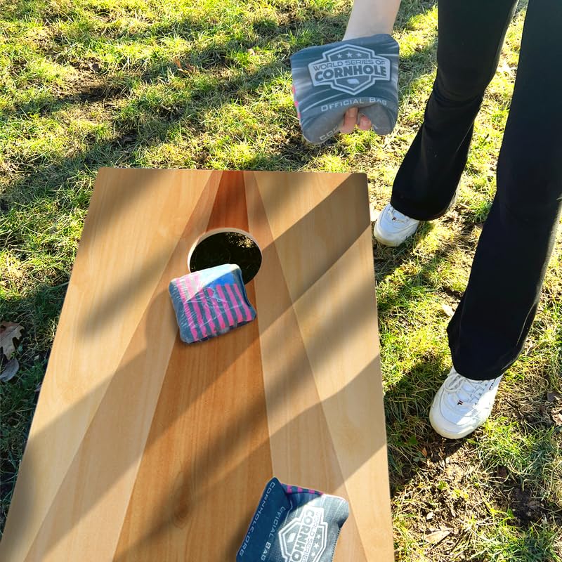 World Series of Cornhole Regulation Size Cornhole Boards - Two Tuned Triangle, Lightweight & Durable All-Wood Set