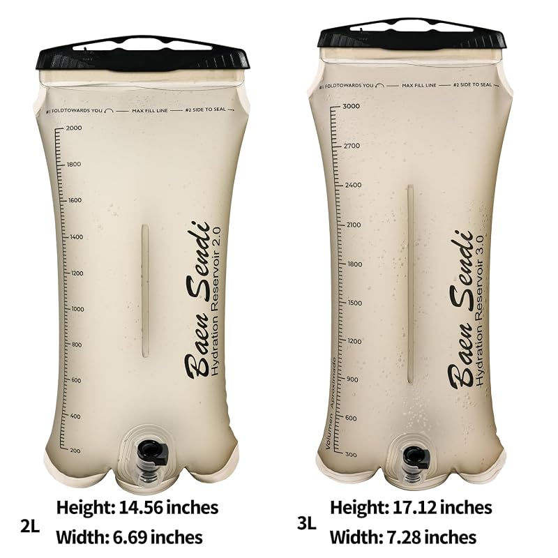 Baen Sendi Light Gray 2L TPU Hydration Bladder with Insulated Tube & High-Flow Bite Valve