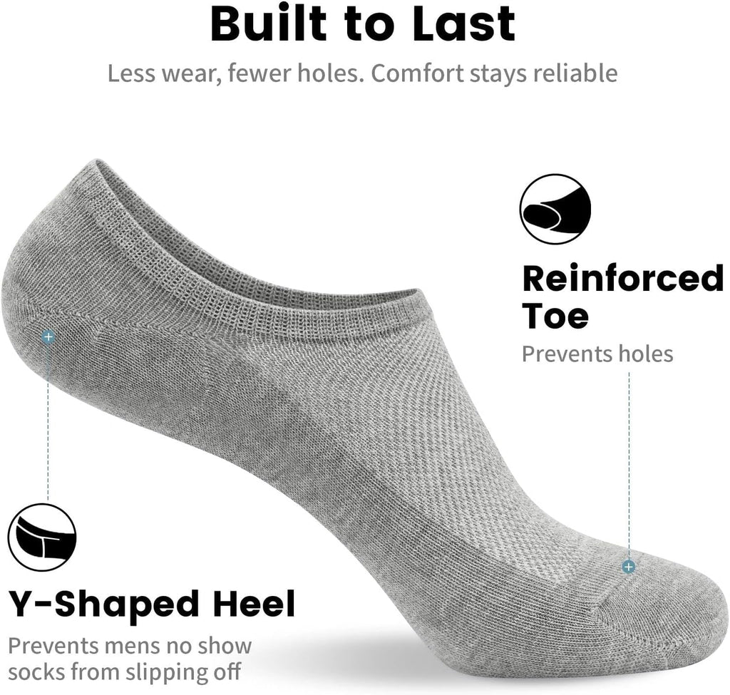 Wernies No Show Socks for Men - Low Cut Ankle Casual Cotton with Non-Slip Grips | Sizes 6-10 & 11-13