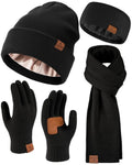 Womens Winter Warm Beanie Hats Gloves Scarf Headband Set for Women Soft Fleece Lined Ear Warmer Knit Scarf Touch Screen Gloves 4 Set Winter Gifts