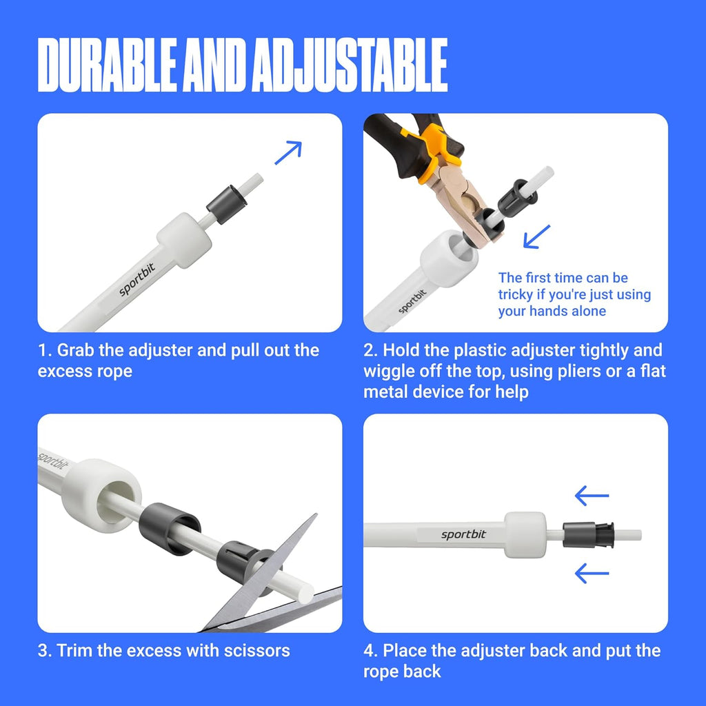 SPORTBIT Adjustable Jump Rope - Perfect for Cardio, Boxing & Weight Loss - Ideal for Men & Women