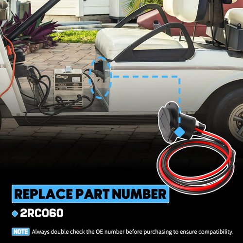 Charger Cord Receptacle Fit for Star EV Classic 2008-up Golf Carts Charger Receptacle Replaces 2RC060
