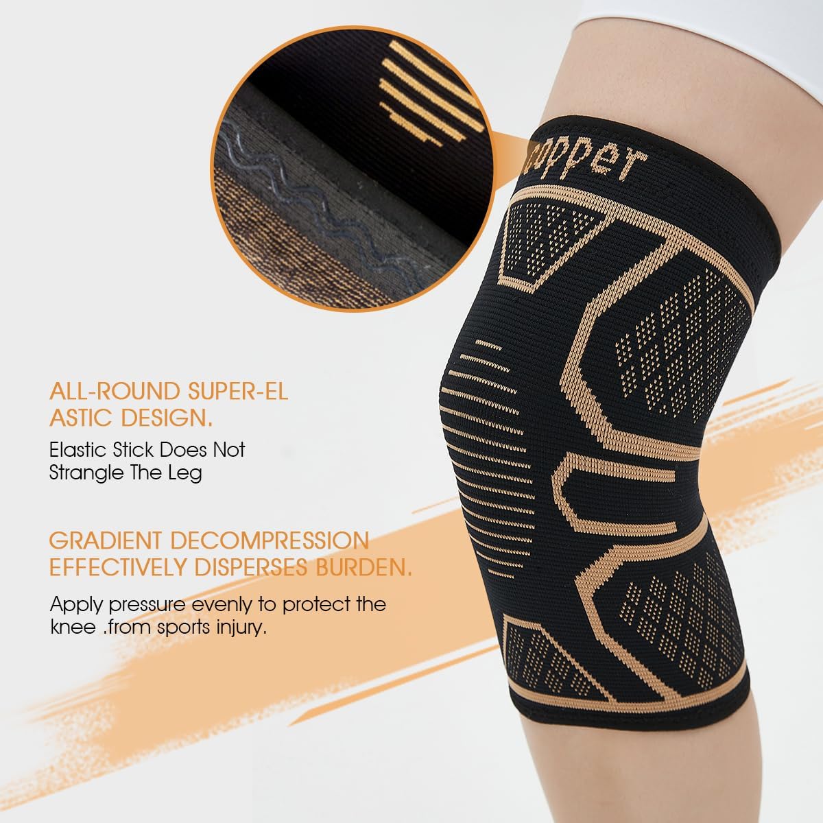 Skiennix Copper Knee Braces - Medical Grade Compression Sleeves for Pain Relief | 2-Pack, 2XL