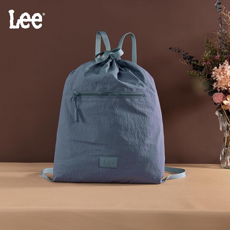 Lightweight Drawstring Backpack Bag with Front Pocket - Water-Resistant Gym & Beach Sackpack, Jean Variation