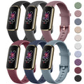 Tobfit 6 Pack Sport Bands, Compatible with Fitbit Luxe Bands for Women Men, Soft Silicone Waterproof Straps Replacement Wristbands, Small, Black/Dark Grey/Dark Blue