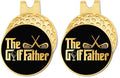 Hafhue The Golf Father Black Gold Golf Ball Marker with Magnetic Hat Clip, Funny Golf Accessories and Golf Gifts for Men Dad Grandpa, Birthday for Golf Fan Golfer Golf Lover (Pack of 2)