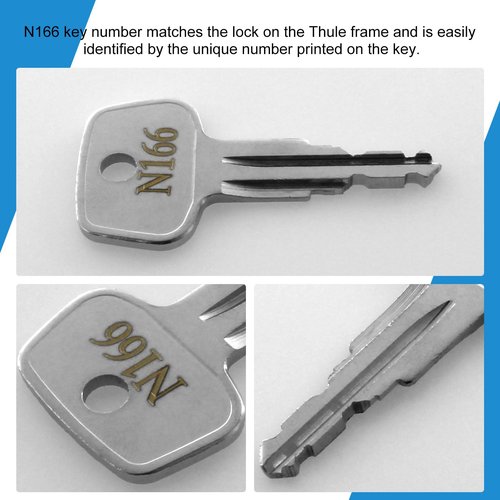 N166 Errebi Key Replacement for Thule Ski,Cargo Box,Roof,Crossbars and Carrier Racks,Thule Car Rack Replacement Key - Codes N166 [2 pcs]