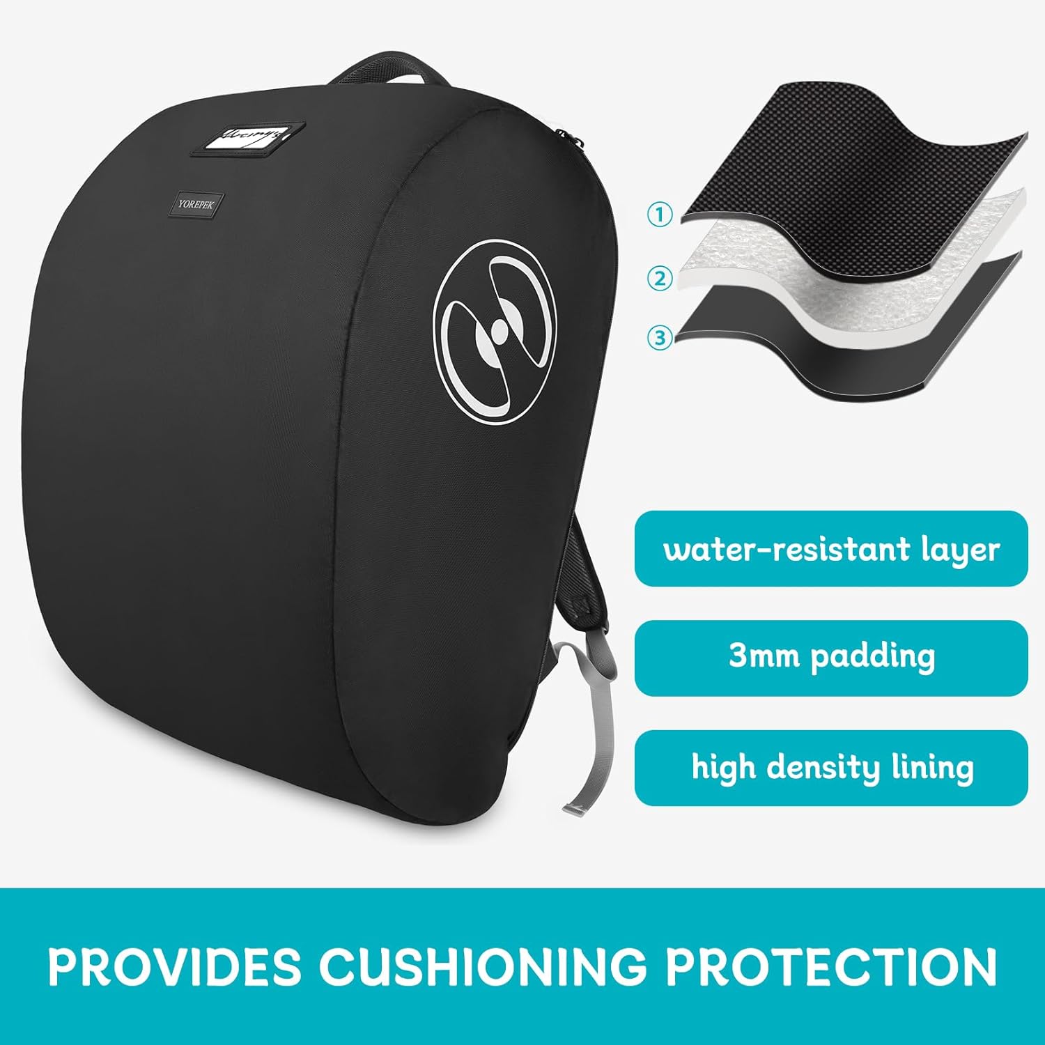 YOREPEK Padded Car Seat Travel Bag - Fits Doona Car Seat Stroller with Isofix Base | Lockable Zipper, Foldable Design