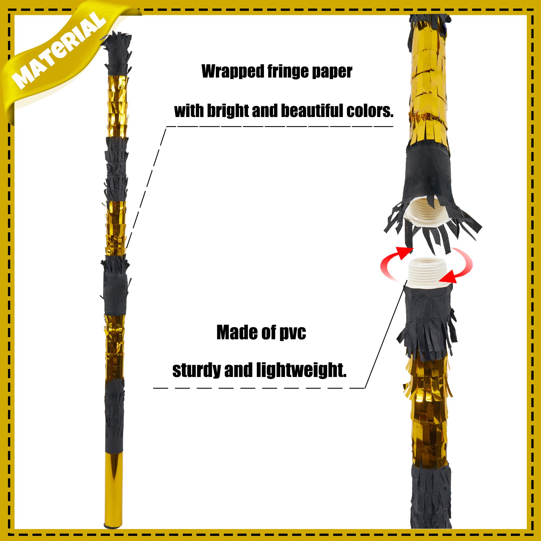 PCFING 30 Inch Piñata Stick Kit Black Gold Very Sturdy Will Not Break, Suitable for Boys Girls Adults Can Have Fun at Any Party