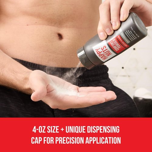 HAPPY NUTS Comfort Powder Deodorant For Men: Anti-Chafing, Sweat and Odor Control for Jock Itch, Aluminum-Free, Ultimate Gift for Men's Private Parts 4 oz (1 Pack), Fragrance-Free