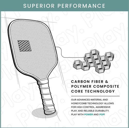 Play Paddles Pickleball Paddle – USAPA Approved Carbon Fiber Pickleball Racket, Polymer Honeycomb Core, Graphite Face, Lightweight with Cushioned Grip, Cute Design