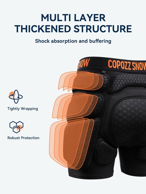 COPOZZ RZ-Labs Padded Shorts, Protective Hip Butt Pads, Crash Pad for ski Snowboarding Skating Skateboard for Men Women Youth