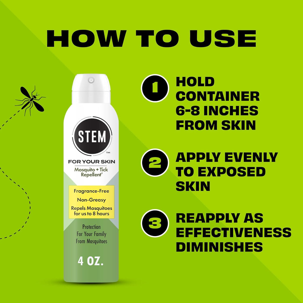 STEM Mosquito & Tick Repellent Spray - Fragrance-Free Picaridin Protection, 4 oz
