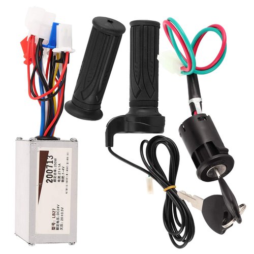 POENVFPO 24V 250W Electric Scooter Speed Controller Kit with Handle Throttle Twisting Grip Lock Key Accessory