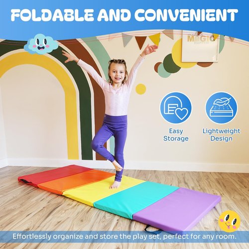 New Bounce Tumbling Mat - Gymnastics Exercise Mat for Kids | Folding Design for Home Use