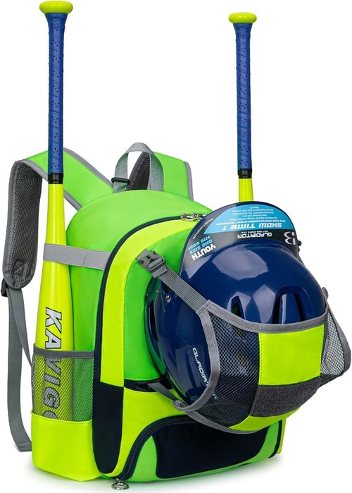 KAVIGOR Youth Baseball & Softball Bag - Ultra-Light Tball Backpack with Shoe Compartment & Helmet Holder