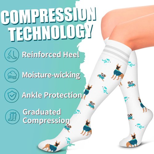 Laite Hebe Compression Socks for Women & Men Circulation(6 pairs)-Graduated Supports Socks for Running, Athletic Sports