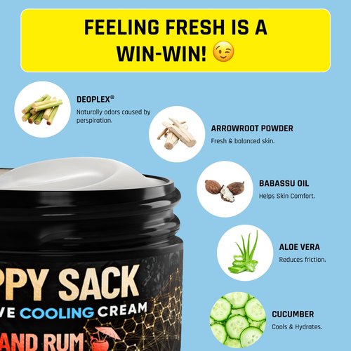 Derm Dude Happy Sack Ball Deodorant - Anti-Chafing Comfort Cream for Men | Aluminum-Free, Island Rum Scent, 2oz