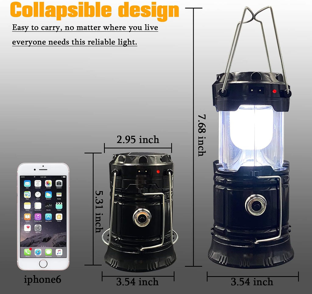 XTAUTO Collapsible Camping Lantern - Solar USB Rechargeable, Waterproof LED Light | 2-Pack for Emergencies & Hiking