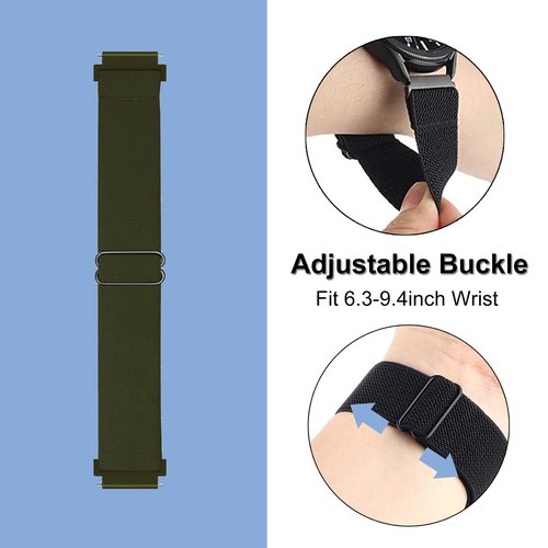 Yeejok Compatible for Fossil Gen 6/5E 44mm Bands Nylon, 22mm Stretchy Solo Loop Sport Elastic Straps for Fossil Men's Gen 5LTE/Carlyle Garrett/Women's Julianna/Gen 4 Explorist HR-Black+ArmyGreen