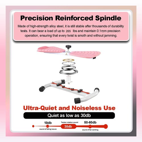 Strenvo Waist Twister Machine for Home Workout (Pink) with 5 pcs Resistance Bnads Set