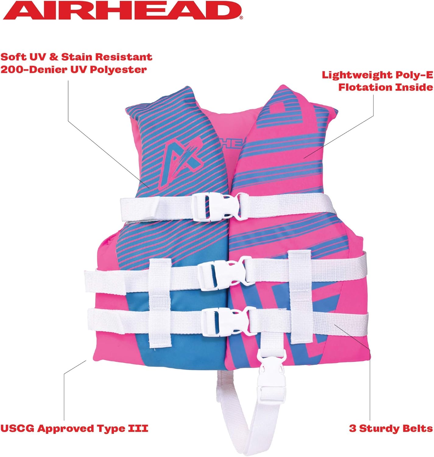 Airhead Children's Trend Life Vest - USCG Approved Jacket for 22-25 in Chest - 33-55 lbs - Perfect for Boating & Watersports